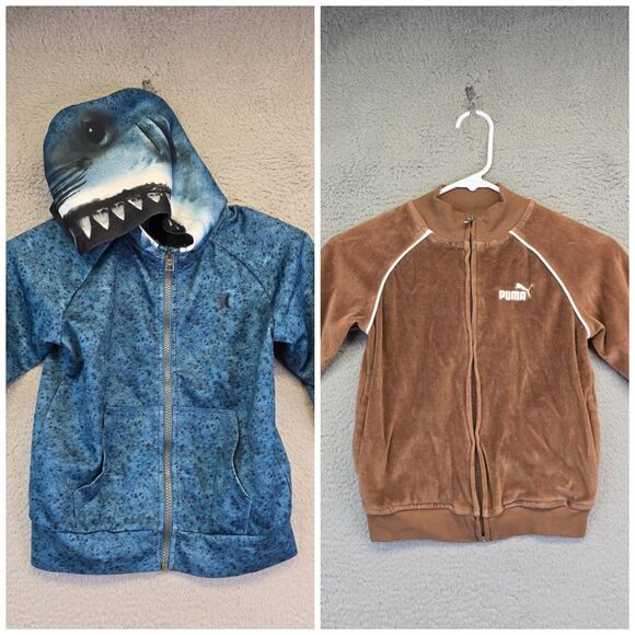 Boys Sweatshirt Jacket Lot of 2 Puma 6/7 Velour Track Jacket Hurley Shark Jacket - Picture 1 of 13